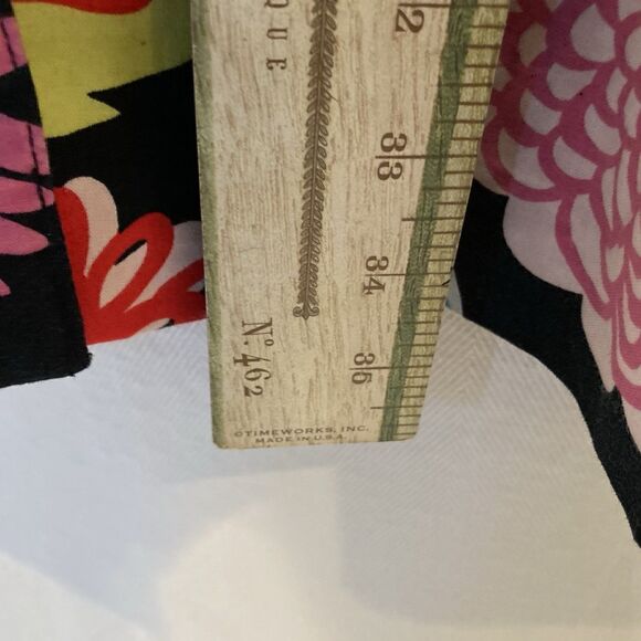 Lesley Evers Black Floral Summer Dress Size S Cotton Short Sleeve Knee Length - Picture 10 of 12